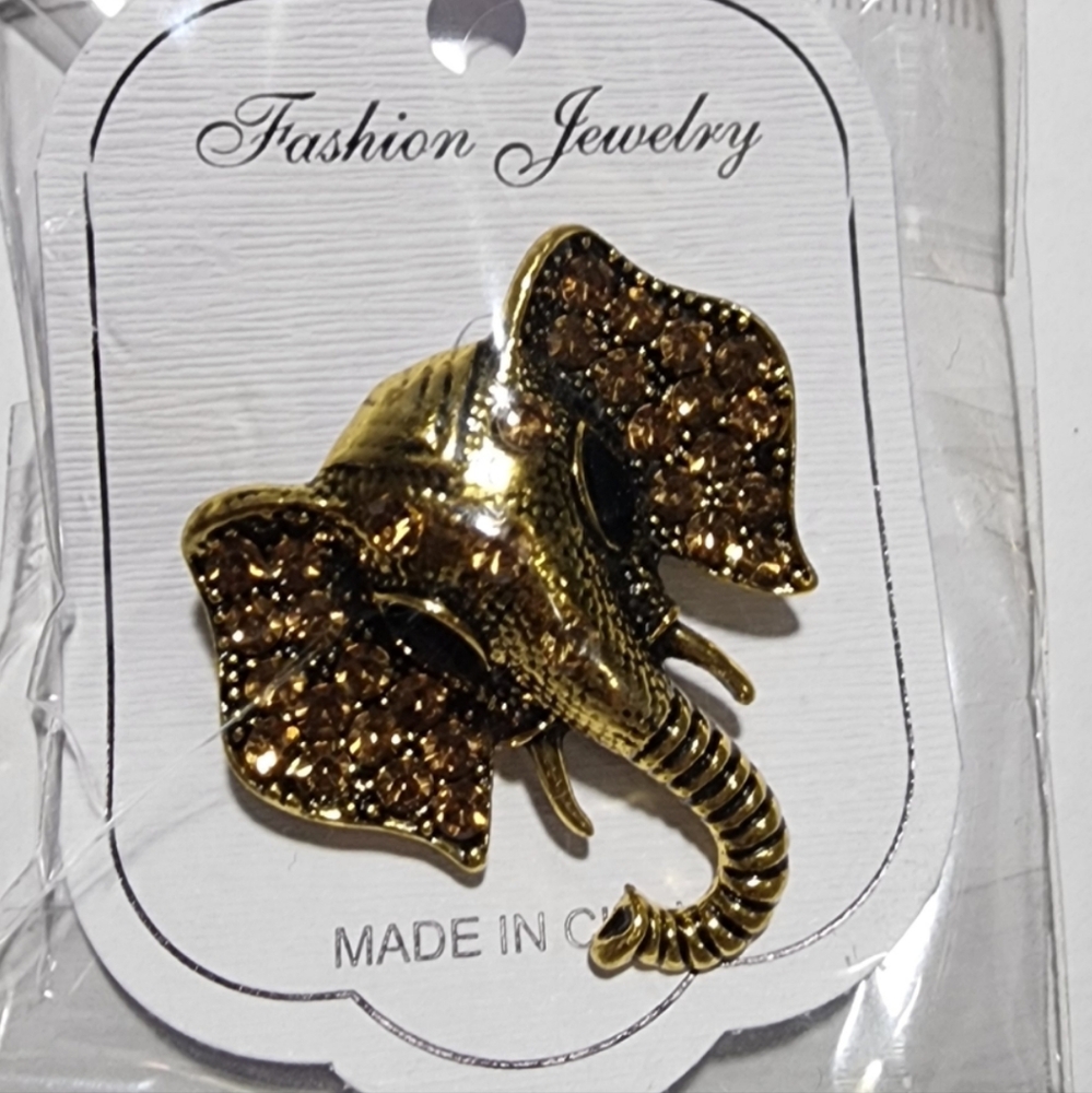 Gold Elephant Brooch